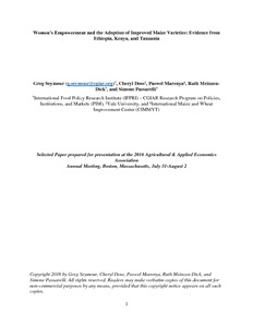 Women’s empowerment and the adoption of improved maize varieties: Evidence from Ethiopia, Kenya, and Tanzania