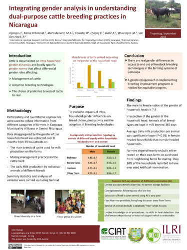 Integrating gender analysis in understanding dual-purpose cattle breeding practices in Nicaragua