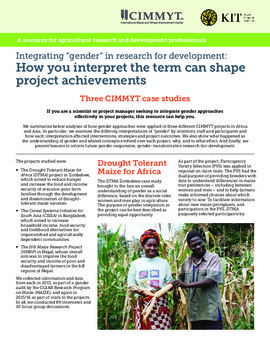 Integrating "gender" in research for development: how you interpret the term can shape project achievements