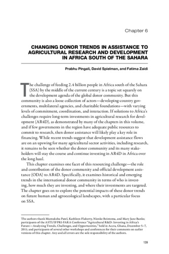 Changing donor trends in assistance to agricultural research and development in Africa South of the Sahara