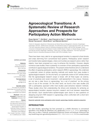 Agroecological transitions: A systematic review of research approaches and prospects for participatory action methods