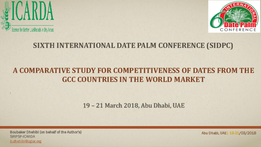 A Comparative Study for Competitiveness of Dates from the GCC countries in the World Market