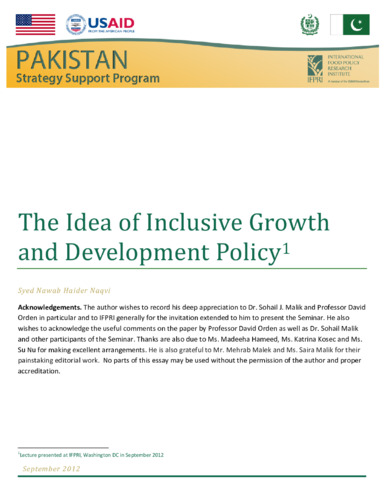 The Idea of Inclusive Growth and Development Policy