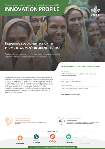Designing social protection to promote women’s resilience to risk ...