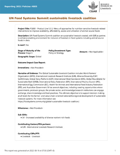 UN Food Systems Summit sustainable livestock coalition