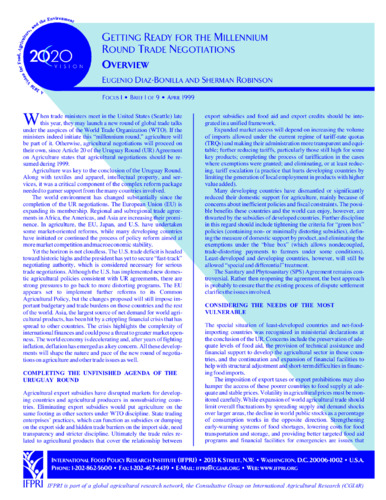 Getting ready for the millennium round trade negotiations