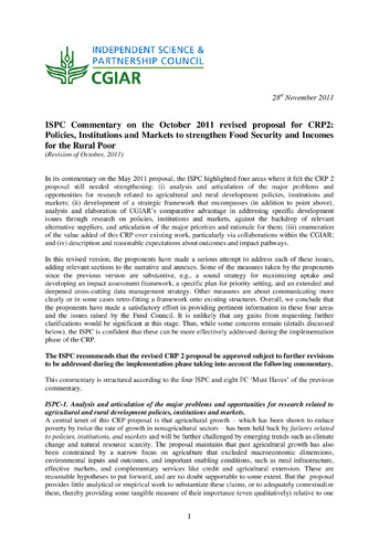 ISPC Commentary on the Revised Proposal for CRP2 - November 2011