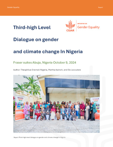 Third-high Level Dialogue on gender and climate change In Nigeria