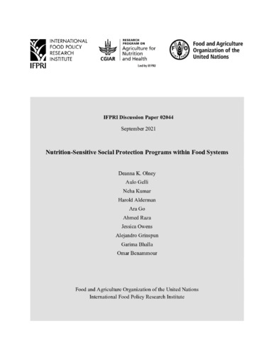 Nutrition-sensitive social protection programs within food systems
