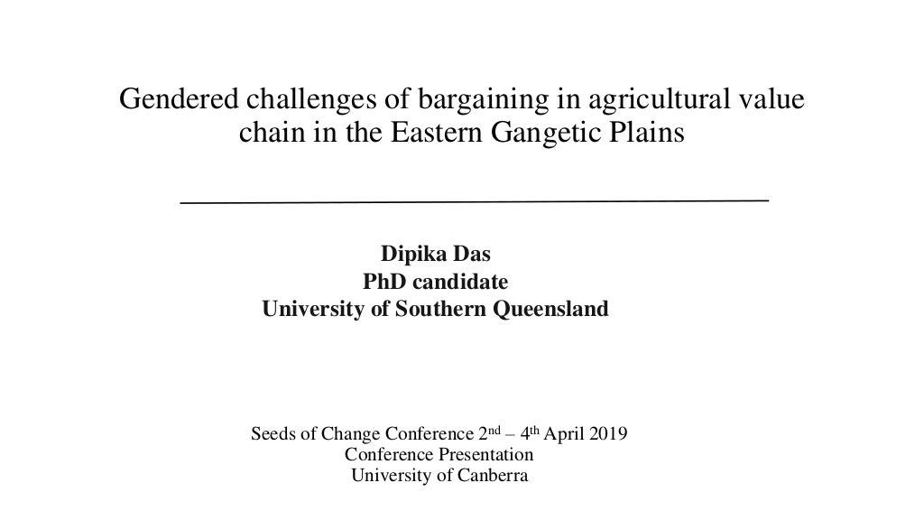 Gendered challenges of bargaining in agricultural value chain in the Eastern Gangetic Plains