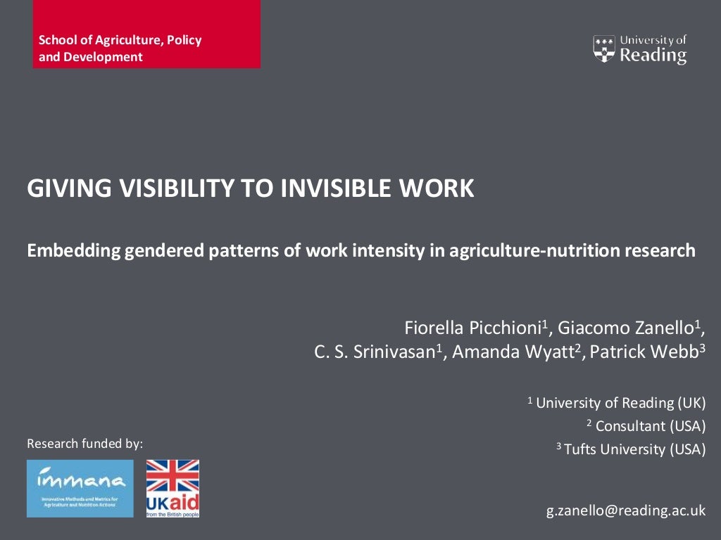Giving visibility to the invisible - Embedding gendered patterns of work intensity in agriculture-nutrition research
