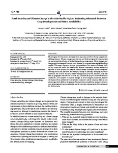 Food Security and Climate Change in the Asia-Pacific Region: Evaluating Mismatch between Crop Development and Water Availability