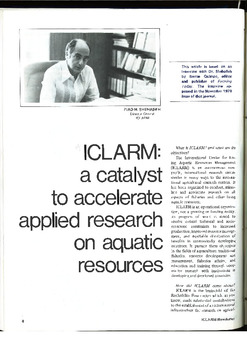 ICLARM: a catalyst to accelerate applied research on aquatic resources