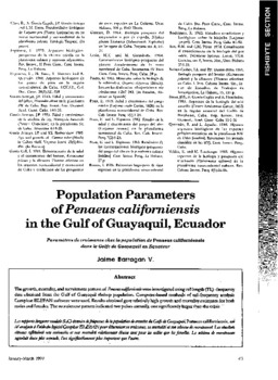 Population parameters of Penaeus californiensis in the Gulf of Guayaquil, Ecuador