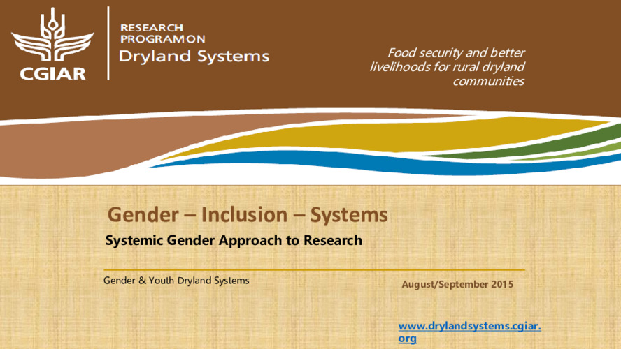 Gender & Systems Research part 1
