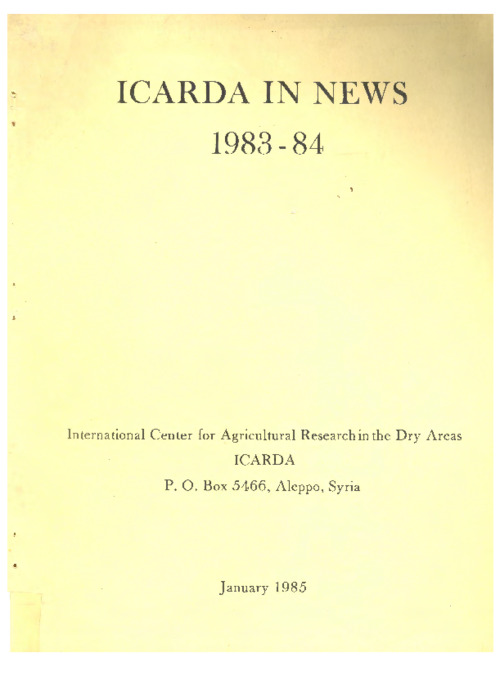 ICARDA in News 1983-1984