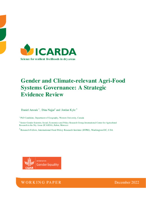Gender and Climate-relevant Agri-Food Systems Governance: A Strategic Evidence Review