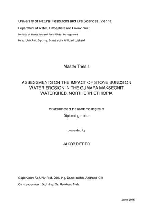 Assessments on the impact of stone bunds on water erosion in the Gumara-Maksegnit watershed, Northern Ethiopia