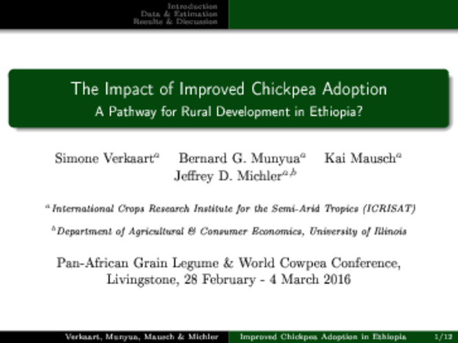 The Impact of Improved Chickpea Adoption A Pathway for Rural Development in Ethiopia?