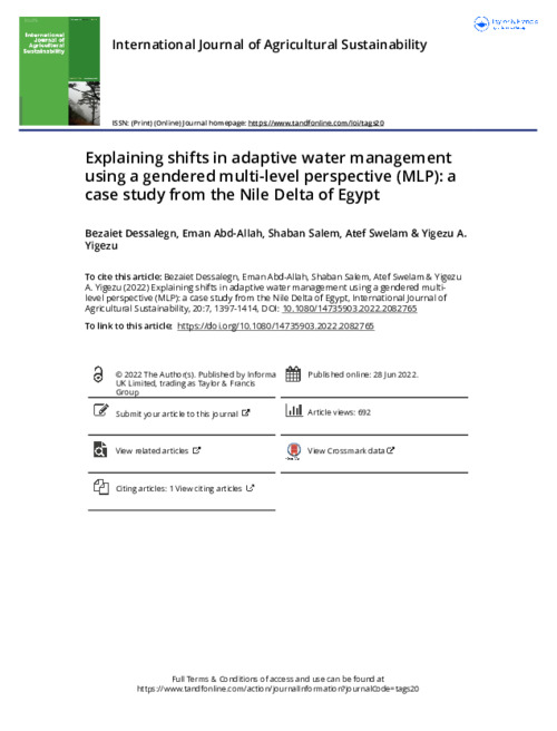 Explaining shifts in adaptive water management using a gendered multi-level perspective (MLP): a case study from the Nile Delta of Egypt