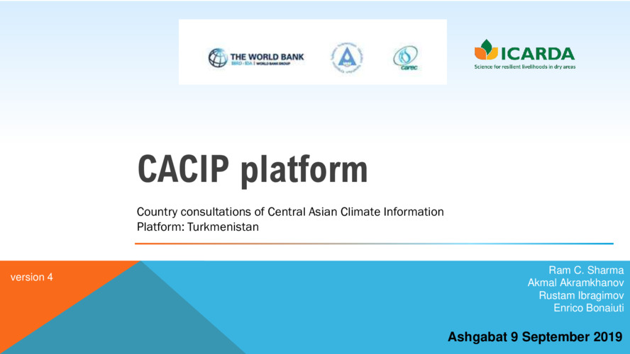 Country consultations of Central Asian Climate Information Platform: Turkmenistan (CACIP)