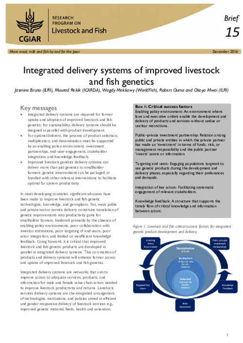 Integrated delivery systems of improved livestock and fish genetics