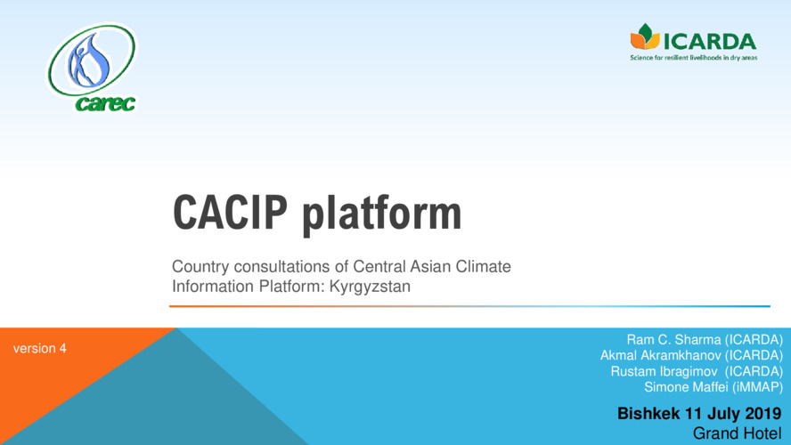 Country consultations of Central Asian Climate Information Platform: Kyrgyzstan (CACIP)
