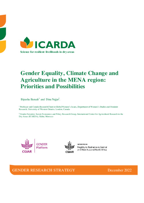Gender Equality, Climate Change and Agriculture in the MENA region: Priorities and Possibilities