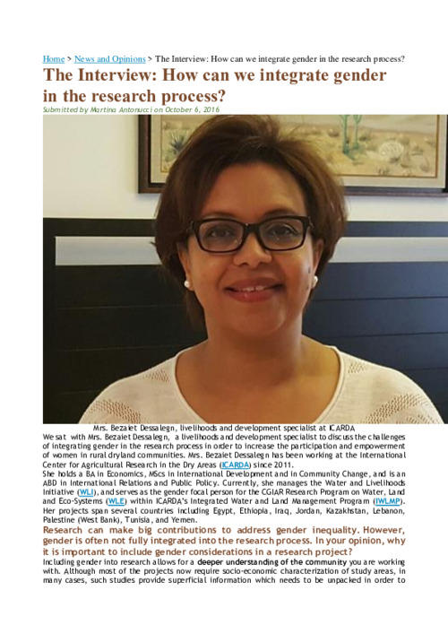The Interview: How can we integrate gender in the research process ...