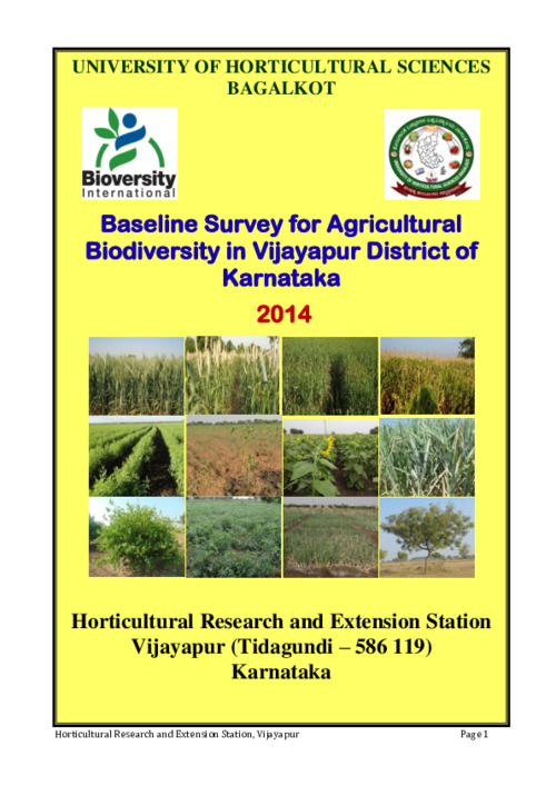 Baseline Survey for Agricultural Biodiversity in Vijayapur District of Karnataka