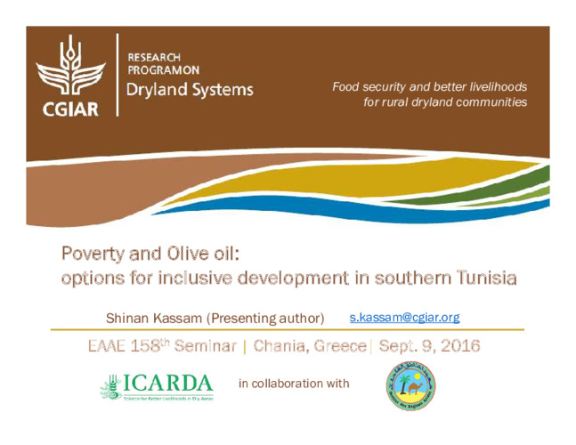 Poverty and Olive oil: options for inclusive development in southern Tunisia