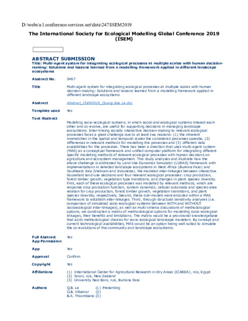 Multi-agent system for integrating ecological processes at multiple scales with human decision-making: Solutions and lessons learned from a modelling framework applied in different landscape ecosystems