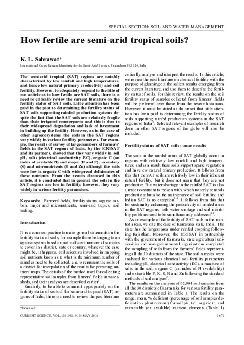 How fertile are semi-arid tropical soils?