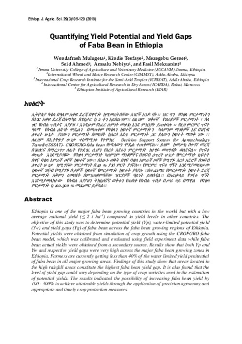 Quantifying Yield Potential and Yield Gaps of Faba Bean in Ethiopia