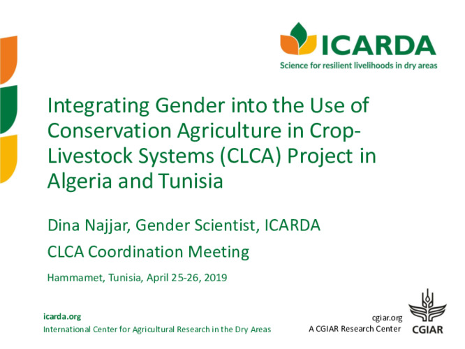 Integrating Gender into the Use of Conservation Agriculture in Crop-Livestock Systems (CLCA) Project in Algeria and Tunisia