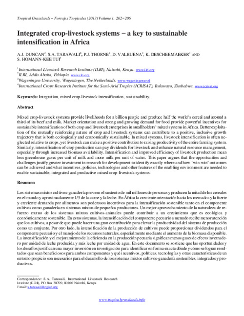 Integrated crop-livestock systems − a key to sustainable intensification in Africa