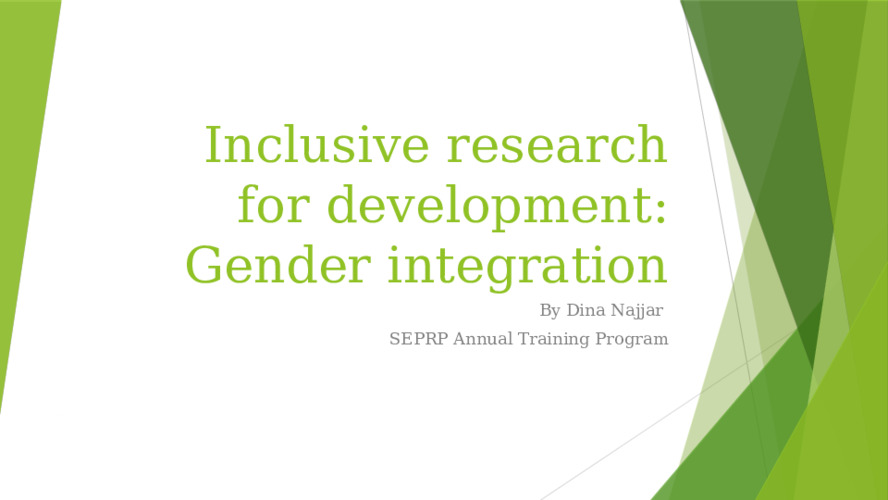 Inclusive research for development: Gender integration