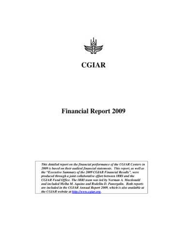 CGIAR Financial Report 2009