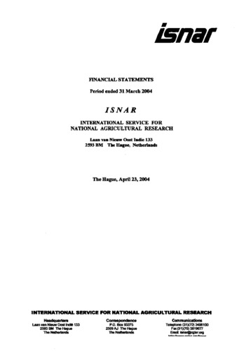 International Service for National Agricultural Research (ISNAR): Financial Statements for March 31, 2004 with Independent Auditor's Report