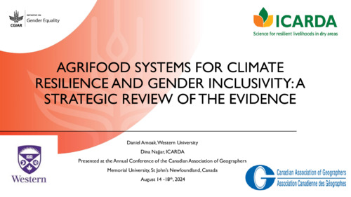 Agrifood Systems for Climate Resilience and Gender Inclusivity: A strategic Review of the Evidence