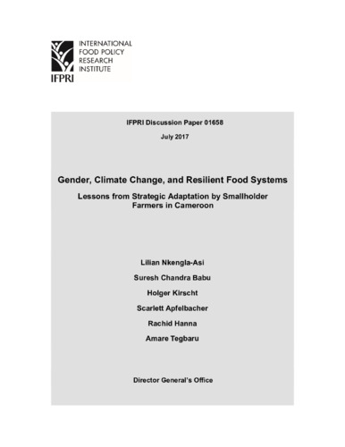 Gender, climate change, and resilient food systems: Lessons from strategic adaptation by smallholder farmers in Cameroon