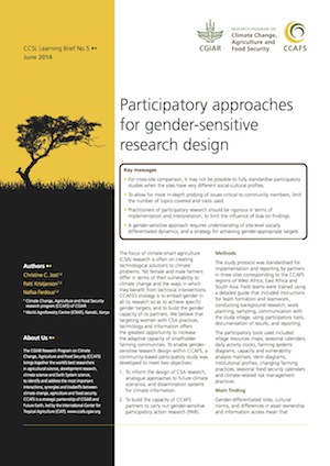 Participatory approaches for gender-sensitive research design