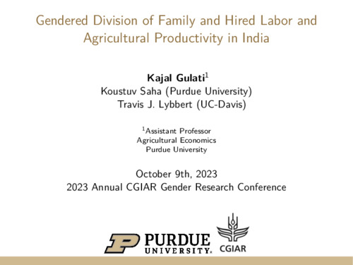 Gendered division of family and hired labor and agricultural productivity in India