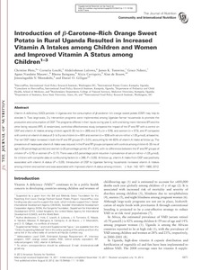 Introduction of β-Carotene–Rich Orange Sweet Potato in Rural Uganda Resulted in Increased Vitamin A Intakes among Children and Women and Improved Vitamin A Status among Children