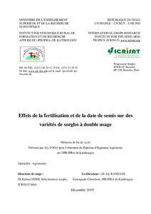 Effets de la fertilisation et de la date de semis sur des variétés de sorgho à double usage