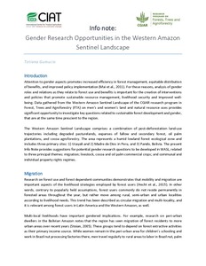 Gender research opportunities in the Western Amazon Sentinel Landscape