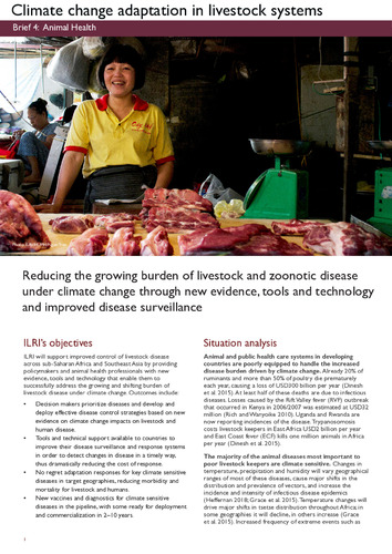 Reducing the growing burden of livestock and zoonotic disease under climate change through new evidence, tools and technology and improved disease surveillance