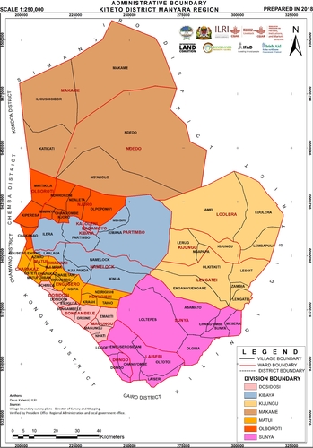 Administrative boundary Kiteto District, Manyara Region