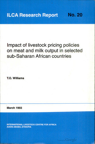 Impact of livestock pricing policies on meat and milk output in selected sub-Saharan African countries