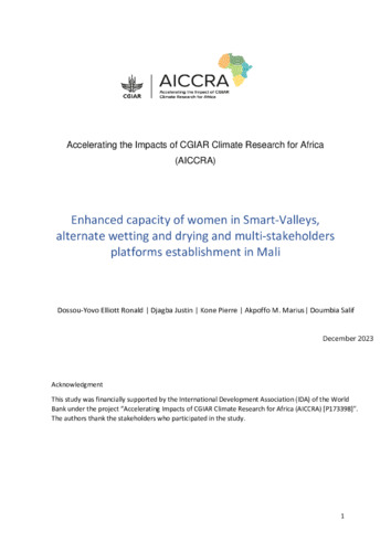 Enhanced capacity of women in Smart-Valleys, alternate wetting and drying and multi-stakeholders platforms establishment in Mali